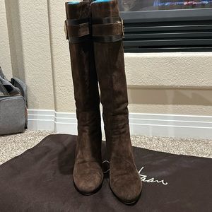 Cole Haan Nicole Nike Air Suede Leather Buckle Tall Boots Women's Size 8.5B